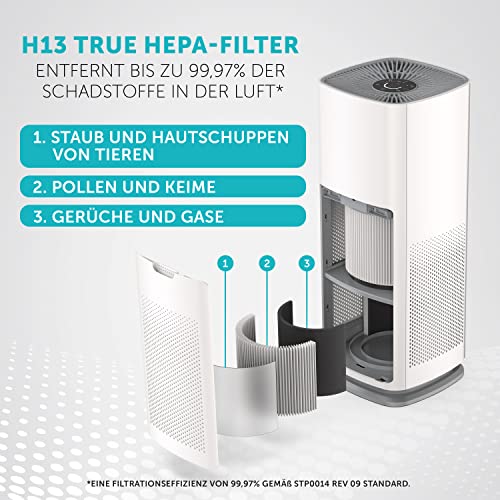 Breville Oczyszczacz powietrza 360° Autosense Cichy filtr HEPA H13 True usuwa 99 97% kurzu dymu pyłku i wielu innych 4 poziomy wentylatora. Tryb nocny wskaźnik wymiany filtra panel dotykowy - obrazek 5
