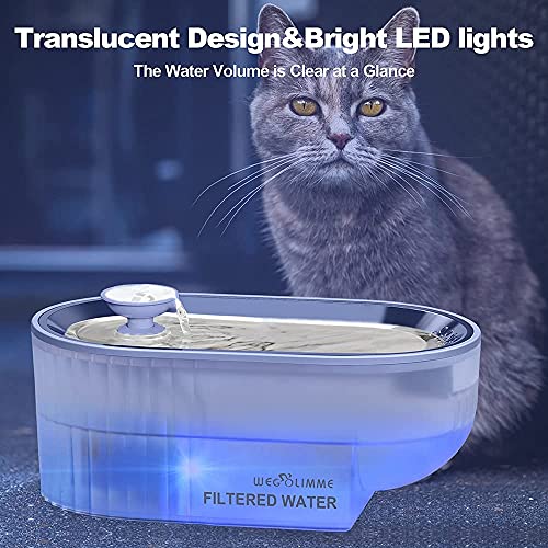 WEGOLIMME Trinkbrunnen für Katze Edelstahl 2,5L Katzenbrunnen Haustier Wasserbrunnen Katzen Wasserspender Hunde Trinkbrunnen mit Nachtlicht und 8 Aktivkohlefilter - obrazek 6