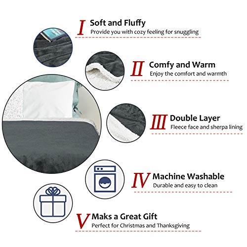 Catalonia Classy Sherpa Koc szary, przytulny, bardzo gruby ciepły koc na sofę, koc na kanapę, dwustronny, super puszysty, polarowy, jako narzuta na sofę lub do salonu, 150 x 130 cm - obrazek 4