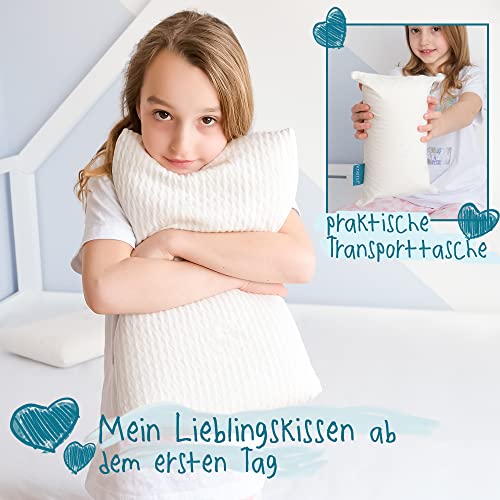 Ergonomisches Kinderkopfkissen | 50x25 | Made in EU | Öko-Tex | Kinderkissen ab 2 Jahre + Bio Bezug | Kinderkopfkissen Hypoallergen | Flaches Kopfkissen Kleinkind Memory Schaum - obrazek 7