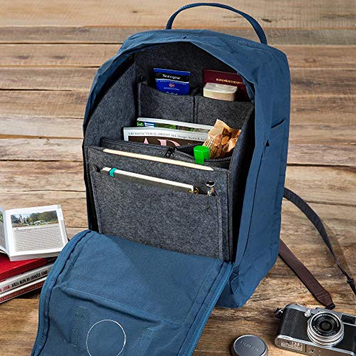 luxdag Organizer na plecak z filcu do Fjällräven Kanken 18 l (kolor i rozmiar do wyboru) – organizer kieszonkowy na plecaki z wyjmowaną kieszenią na zamek błyskawiczny do notebooka 15 cali - obrazek 5