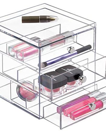 iDesign Clarity Stapelbarer Organizer mit 3 Schubladen für Lesebrillen, Brillen, Sonnenbrillen, 1 Stück, Durchsichtig