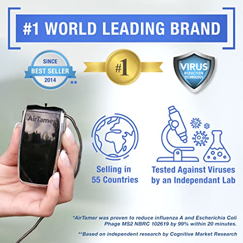 AirTamer A320 osobisty oczyszczacz powietrza sprawdzona wydajność testowany na wirusy i zanieczyszczenia czarny ze skórzanym etui podróżnym - obrazek 3