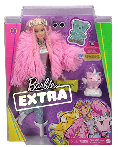 Mattel - Barbie Extra Doll, Fluffy Pink Jacket - obrazek 4