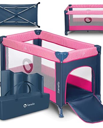 LIONELO Stefi 2 w 1 łóżeczko turystyczne, łóżeczko plus kojec, praktyczne wejście boczne na zamek, wysokiej jakości mata, system szybkiego składania, modny design