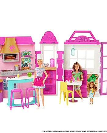 Barbie HBB91 - Zestaw zabawowy Restauracja z lalką i 30+ częściami, prezent dla dzieci, wiek 3+