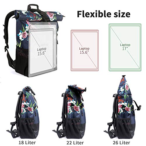 Plecak Rolltop Women, plecak na laptopa do laptopa 17,3 cala, plecak s - obrazek 3