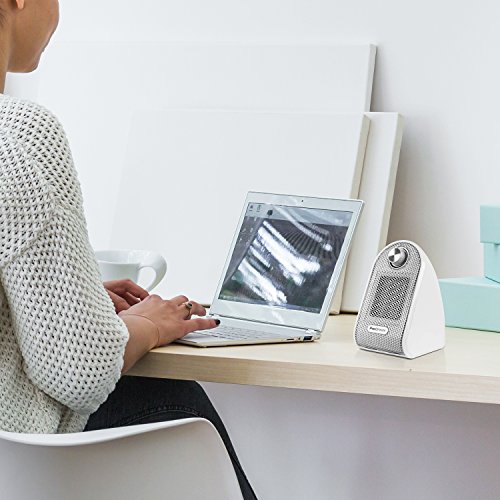 Pro Breeze™ Mini ceramiczny termowentylator 500 W do miejsca pracy lub na biurko – kompaktowy grzejnik ceramiczny PTC – biały - obrazek 2