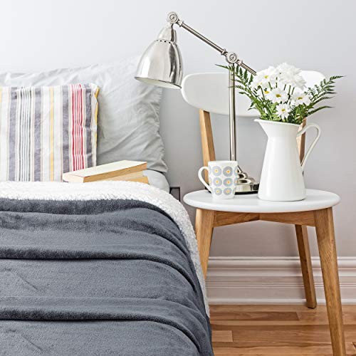 Catalonia Classy Sherpa Koc szary, przytulny, bardzo gruby ciepły koc na sofę, koc na kanapę, dwustronny, super puszysty, polarowy, jako narzuta na sofę lub do salonu, 150 x 130 cm - obrazek 8