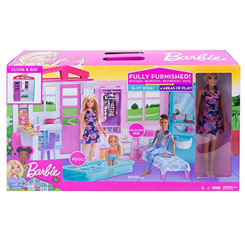 Barbie, Przytulny domek + Lalka, Przenośny parterowy domek dla lalek + - obrazek 2
