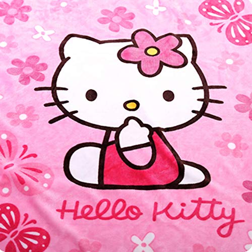 YIMU Koc kreskówka Hello Kitty nadruk narzuta koc miękki pokrowiec flanelowy przytulny pluszowy koc polarowy dla chłopców dziewcząt dzieci maluch dziecko (Hello Kitty 1) - obrazek 5