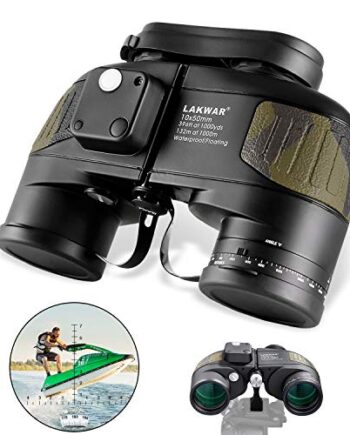 LAKWAR lornetka 10 x 50 do dużych odległości, kompaktowa lornetka dla dorosłych, z kompasem odległości, lornetka BAK4, pryzmat, wodoszczelna, do obserwacji ptaków, polowania