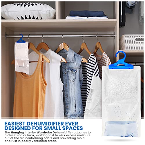 Zestaw 6 wiszących toreb na osuszacz do garderoby 250 g każdy zatrzymuje wilgoć pleśń i kondensację. Do użytku w szafie domu kuchni garażu sypialni przyczepie kempingowej biurze - obrazek 4