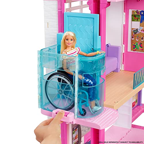 Barbie, Dreamhouse Idealny Domek Dla Lalek Z Nową Windą (Na Wózek Inwalidzki), Basenem I Zjeżdżalnią GNH53 - obrazek 3