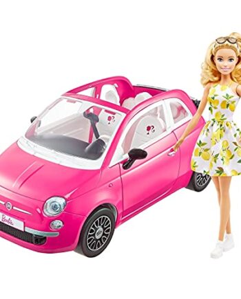 Barbie Fiat 500 Zestaw z Lalką, Wielokolorowy, Od 3 Lat