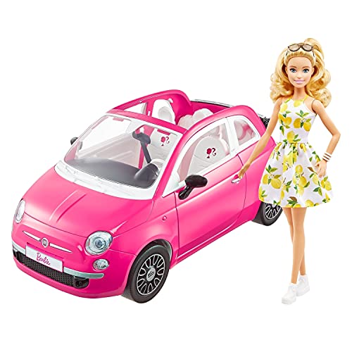 Barbie Fiat 500 Zestaw z Lalką, Wielokolorowy, Od 3 Lat