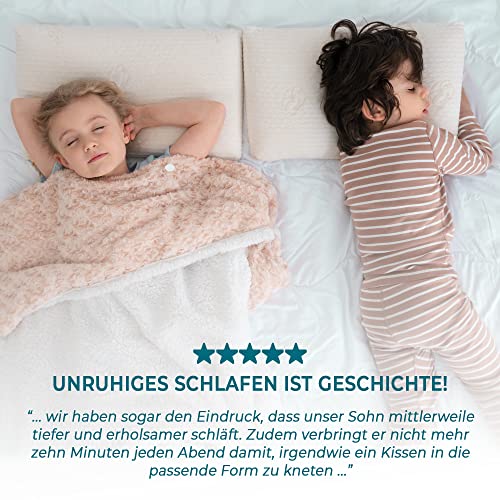 Ergonomisches Kinderkopfkissen | 50x25 | Made in EU | Öko-Tex | Kinderkissen ab 2 Jahre + Bio Bezug | Kinderkopfkissen Hypoallergen | Flaches Kopfkissen Kleinkind Memory Schaum - obrazek 2