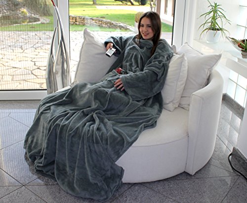 Brandsseller Puszysty koc do oglądania telewizji z rękawami, 150 x 180 - obrazek 3