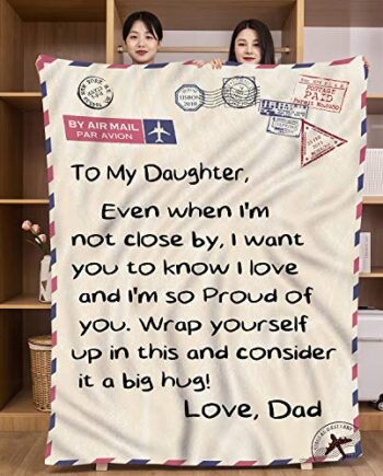 UFOORO Prezenty dla córki na urodziny, narzuta flanelowa z motywem poczty lotniczej, koc, dla osoby chorej, prezent dla córki od taty