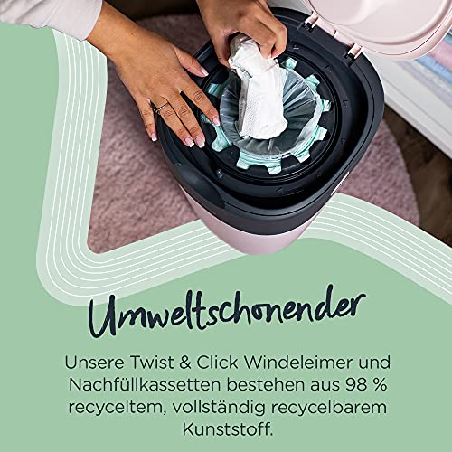 Tommee Tippee Nachfüllkassetten für Twist & Click Advanced Windelentsorgungssystem mit nachhaltig gewonnener, antibakterieller GREENFILM-Folie, 6er-Pack - obrazek 6