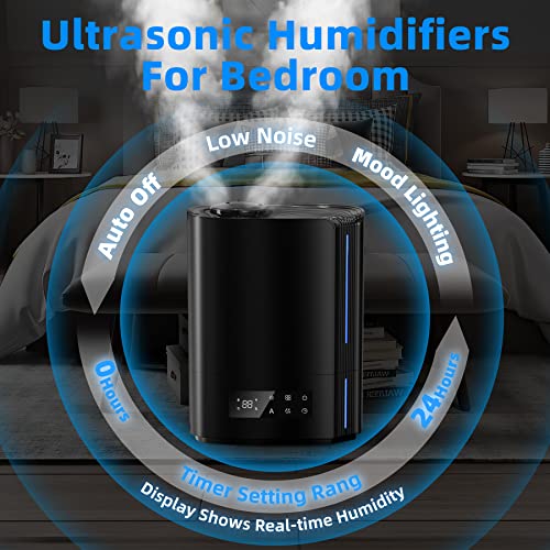 CONOPU Nawilżacz powietrza 6 l ultradźwiękowy nawilżacz powietrza o stałej temperaturze do użytku domowego z trzema trybami cichy nawilżacz powietrza z wieloma trybami wilgotności i funkcją czasu - obrazek 7
