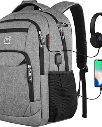 Marcello plecak na laptopa z przyłączem ładowania USB  męski/damski  do pracy  szkoły  na uczelnię  dla chłopców  nastolatków  męski/damski  z kieszenią na laptopa i kieszenią antykradzieżową (na komputer o przekątnej ekranu 15 6 cala  szary)