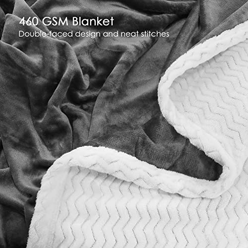 RATEL dwuwarstwowy koc polarowy z mikrofibry, 460 g/m², ulepszona, miękka flanela, na podwójne łóżko, sofę i krzesła, wykwintna pościel, ciepły koc, przytulny, trwały, szary, 150 x 200 cm - obrazek 4