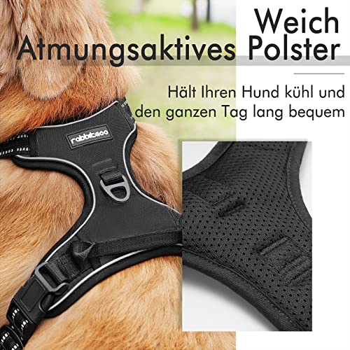 rabbitgoo No-Pull Hundegeschirr für mittelgroße Hunde Welpengeschirr Einstellbar Weich Geschirr Sicher Kontrolle Brustgeschirr Gepolstert Schwarz M - obrazek 9