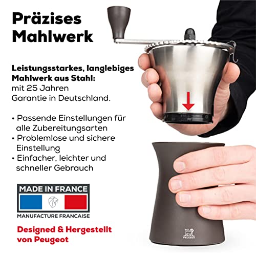 Peugeot Kaffeemühle Kronos 19 cm Schokolade I Hochwertige Kaffeemühle manuell aus robustem Edelstahl & Kunststoff I Kaffeezubehör I Hergestellt in Frankreich - obrazek 6