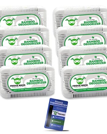 Odświeżacze do lodówki (8 sztuk) – dezodorant i odświeżacz do lodówki z węglem bambusowym  wielokrotnego użytku worki do oczyszczania powietrza z aktywnym węglem aktywnym  w tym termometr na lodówkę – również do toreb na lunch i lodówek