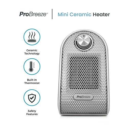 Pro Breeze™ Mini ceramiczny termowentylator 500 W do miejsca pracy lub na biurko – kompaktowy grzejnik ceramiczny PTC – biały - obrazek 8