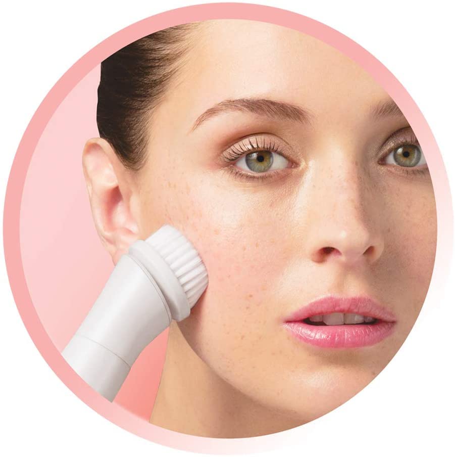 Remington Gesichtspflege Kit smooth&silky EP7070, Gesichtsepilierer, Gesichtsreinigungsbürste, Massageroller, Trimmer, batteriebetrieben, perlmuttfarbenes weiss/rosé - obrazek 5