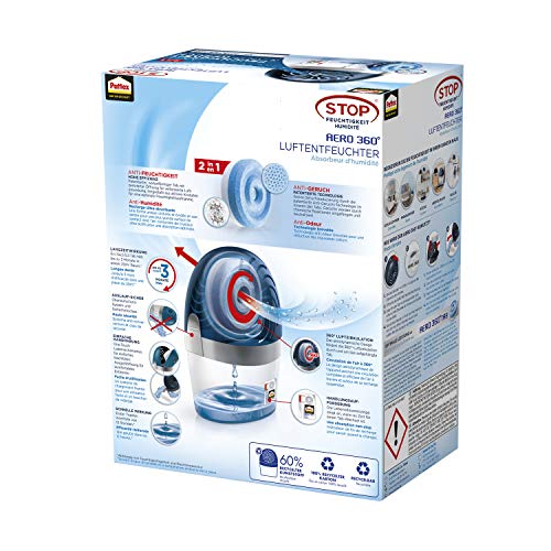 Osuszacz powietrza Pattex AERO 360º ultrachłonny osuszacz pomieszczeń redukuje nieprzyjemne zapachy możliwość ponownego napełnienia 1 sztuka w zestawie. 1 opakowanie uzupełniające 450 g - obrazek 6