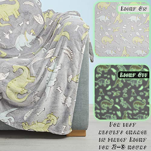 CityComfort Koc z dinozaura, przytulny i dekoracyjny koc flanelowy dla dzieci, koc z polaru Sherpa, ciepły polar, wspaniały prezent dla miłośników dinozaura - obrazek 5