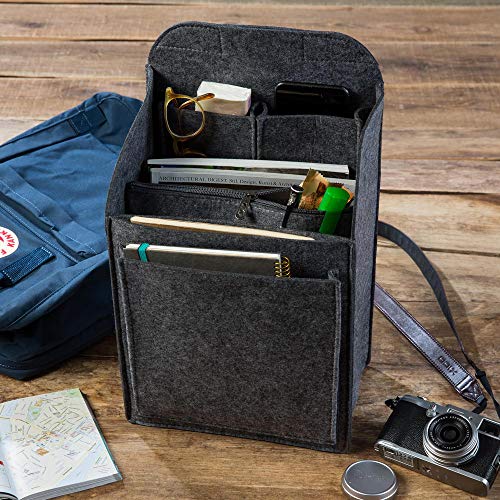 luxdag Organizer na plecak z filcu do Fjällräven Kanken 18 l (kolor i rozmiar do wyboru) – organizer kieszonkowy na plecaki z wyjmowaną kieszenią na zamek błyskawiczny do notebooka 15 cali - obrazek 6