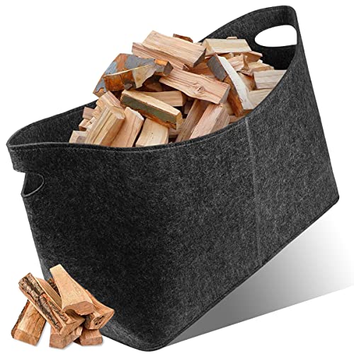 Saijer Holzkorb Filzkorb Filzkorb Kaminholzkorb Filz Allzweckkorb Filztasche Zeitungsständer Holzkorb Faltbar Filz Aufbewahrungskorb Brennholzkorb Holz für Kaminholz Holz Zeitungen Kleidung