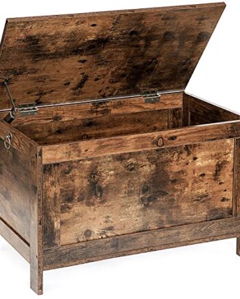 HOOBRO Skrzynia na zabawki, ławka do siedzenia z dużą przestrzenią do przechowywania, szafka na buty, skrzynia na pościel, korytarz, sypialnia, pokój dzienny, drewno, łatwa w montażu, ciemnobrązowa EBF75CW01