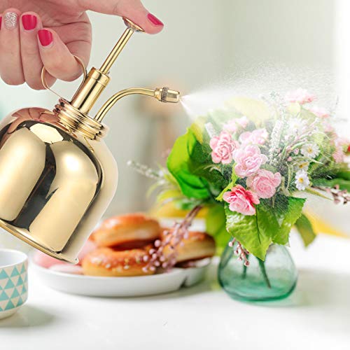 4YANG 300ml Retro Messing Gießkanne Vintage Kupfer Metall Gartenblumen Pflanzenbau Handwerk Gartentopf Werkzeug Sprühflasche Handbewässerungsausrüstung (Silber) (Gold) - obrazek 5