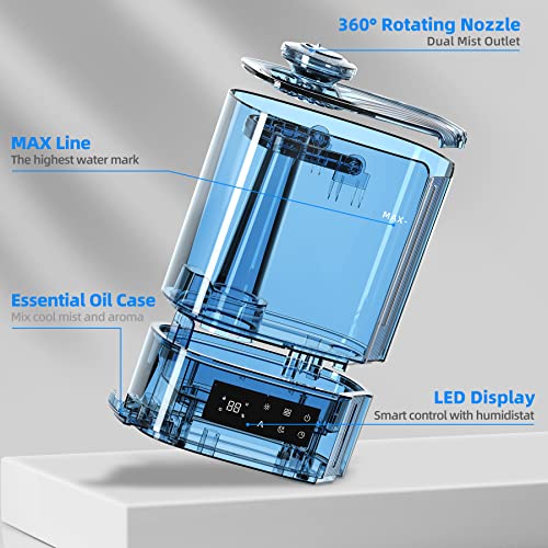 CONOPU Nawilżacz powietrza 6 l ultradźwiękowy nawilżacz powietrza o stałej temperaturze do użytku domowego z trzema trybami cichy nawilżacz powietrza z wieloma trybami wilgotności i funkcją czasu - obrazek 8