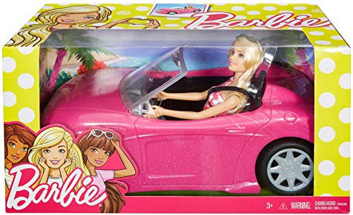 Barbie Playset with Sparkly Pink 2-Seater Toy Convertible Car Featurin - obrazek 2