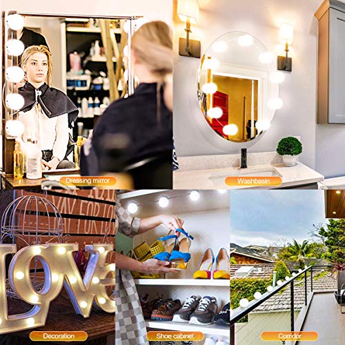 Led Spiegelleuchte, Hollywood Lichter Mit Schalter 3 Farbe Und 10 Dimmbar FüR Schminktisch Leuchte, Schminkleuchte, Spiegellampe FüR Kosmetikspiegel, Schminktisch/Badzimmer Spiegel ,7000 Kelvin - obrazek 3