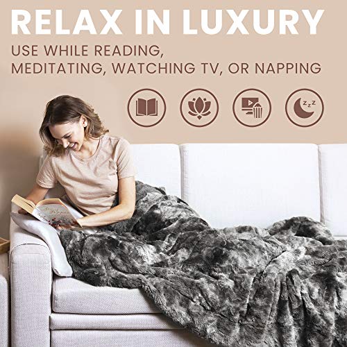 Everlasting Comfort koc ze sztucznego futra, dwustronny, miękki, ciepły, przytulny, luksusowy, puszysty koc na kanapę i łóżko, szary, duży, 165 x 127 cm - obrazek 4