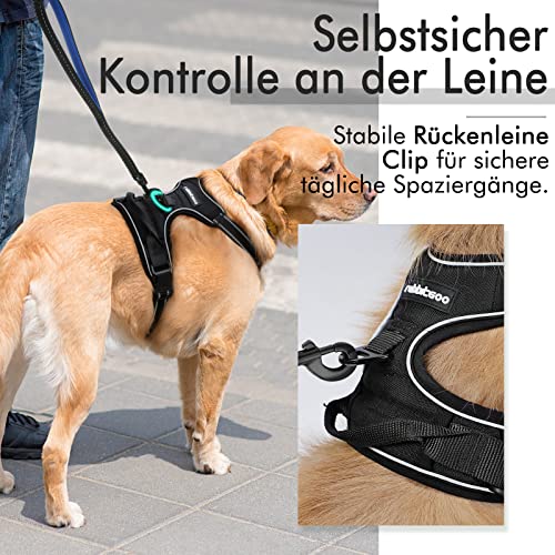 rabbitgoo No-Pull Hundegeschirr für mittelgroße Hunde Welpengeschirr Einstellbar Weich Geschirr Sicher Kontrolle Brustgeschirr Gepolstert Schwarz M - obrazek 6
