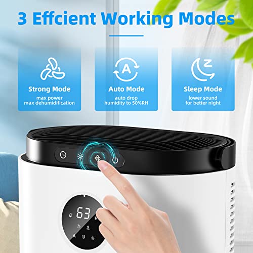 CONOPU OZC20S02 osuszacz powietrza do domu elektryczny osuszacz powietrza 2300 ml do sypialni łazienki automatyczne rozmrażanie 3 tryby regulacji wilgotności biały OZC20S02 - obrazek 7