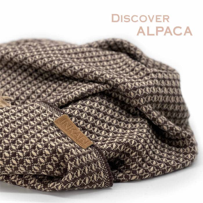 Inkari Ręcznie wykonany koc z alpaki 210 x 140 cm – puszysty koc z wełny alpaki i merynosów – wełniany koc idealnie nadaje się jako narzuta na sofę, koc do mieszkania lub na kanapę - obrazek 4