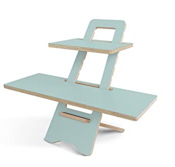 Harmoni Drewniany pulpit stojący – podstawka na laptopa z regulacją wysokości stolik pod komputer – stojak na stół do biura domowego biura (powłoka premium Multiplex/RESOPAL, pastelowy jadeit)