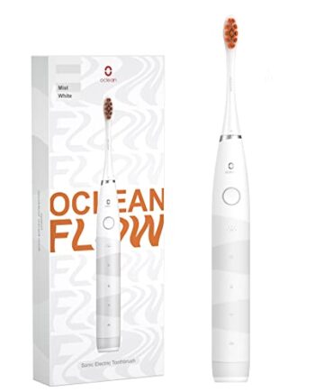 Oclean Flow, Sonic, elektryczna szczoteczka do zębów, 5 trybów z rozjaśnieniem, czas pracy baterii 180 dni, 2-minutowy timer i przypomnienie o 30s, wodoszczelność zgodnie z IPX7 – biała