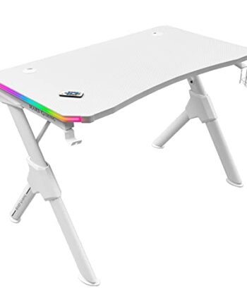 Mars Gaming MGDRGBW, stół do gier RGB, zestaw słuchawkowy + stojak na butelki, 110 x 60 cm, biały