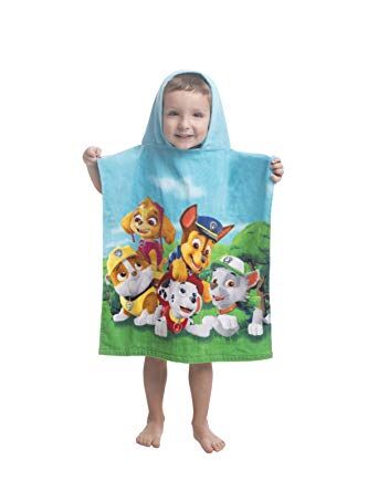 JERRY FABRICS Ręcznik kąpielowy dla dzieci Psi Patrol z kapturem ponczo z kapturem, bawełna, wielokolorowy, rozmiar 50 x 115 cm
