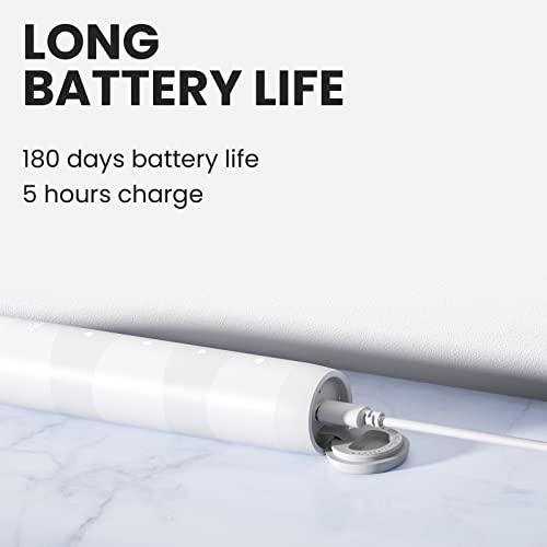 Oclean Flow, Sonic, elektryczna szczoteczka do zębów, 5 trybów z rozjaśnieniem, czas pracy baterii 180 dni, 2-minutowy timer i przypomnienie o 30s, wodoszczelność zgodnie z IPX7 – biała - obrazek 8